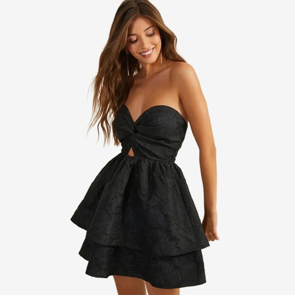 Altar'd State Martine Strapless Mini Dress Size M Black